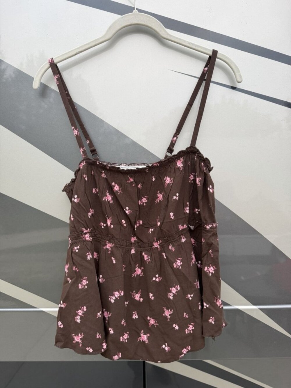 NEW Vintage Y2K No Boundaries brown pink cottagecore babydoll camisole S